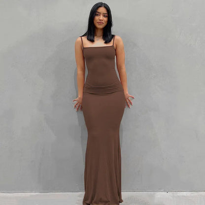 Satin Slip Backless Maxi Dress - 2023 Y2K Bodycon Summer Party Outfit