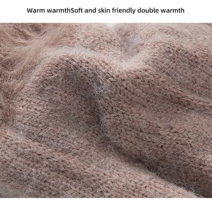 Women’s Winter Knitted Gloves – Plush, Double-Layered, Touchscreen