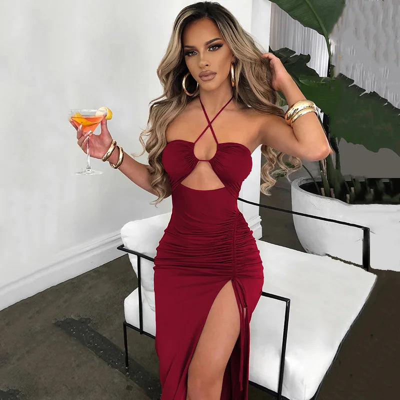 Sleeveless Backless Midi Dress - Sexy Bodycon Club Party Dress for Women