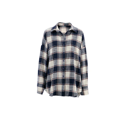 OOTN Vintage Plaid Long Sleeve Shirts Blouse