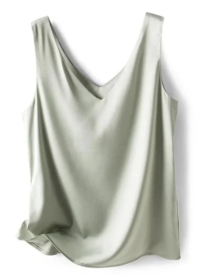 Elegant Silk Satin Sleeveless Blouse