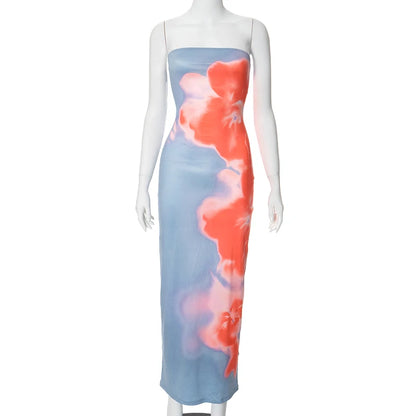 CUTENOVA Sexy Strapless Tube Maxi Dress - Off-Shoulder Backless Sundress for Women, 2024 Y2K Summer Beach Fashion