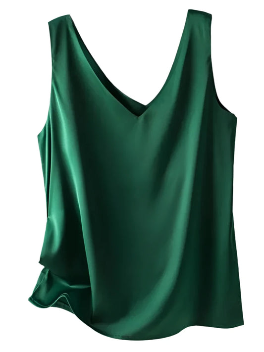 Elegant Silk Satin Sleeveless Blouse