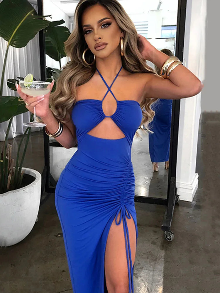 Sleeveless Backless Midi Dress - Sexy Bodycon Club Party Dress for Women