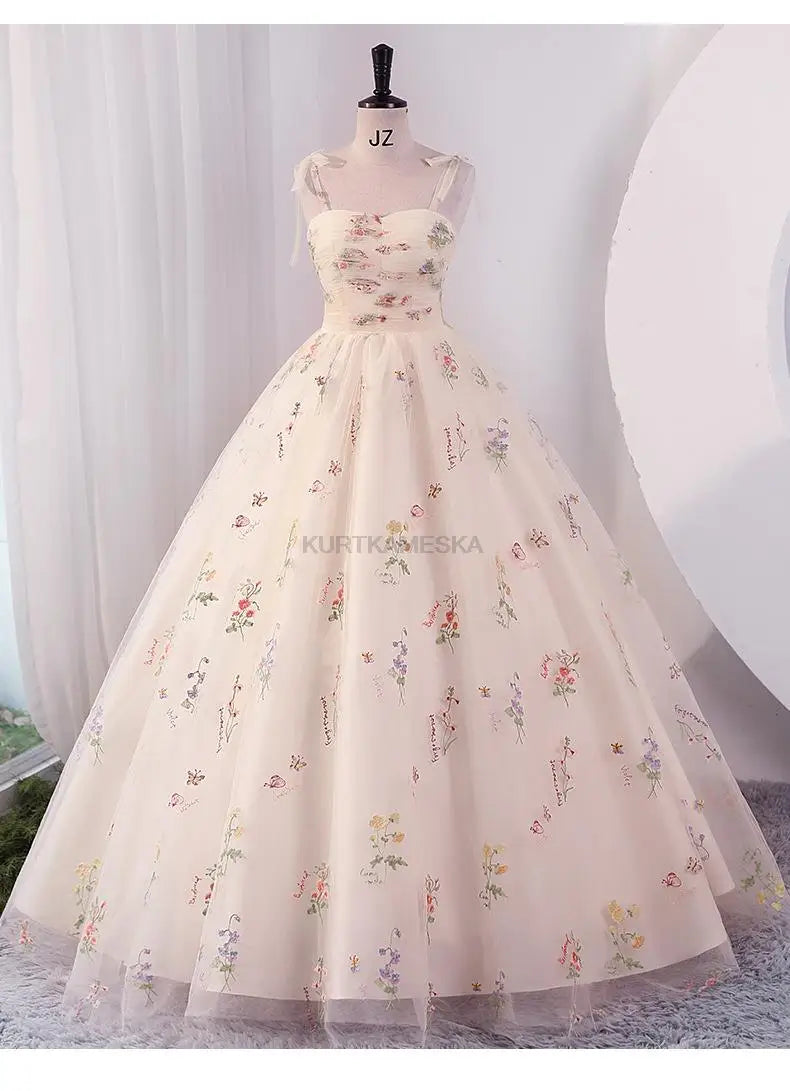 Luxury Floral Embroidery Long Dress - 2024 Summer Prom & Evening Gown