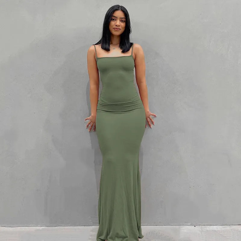 Satin Slip Backless Maxi Dress - 2023 Y2K Bodycon Summer Party Outfit