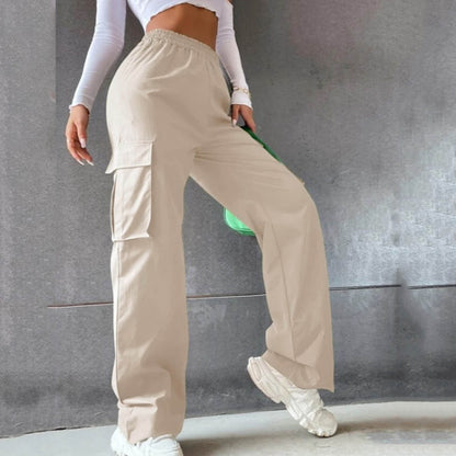 Women's High Waist Cargo Joggers - Baggy Wide Leg Pants