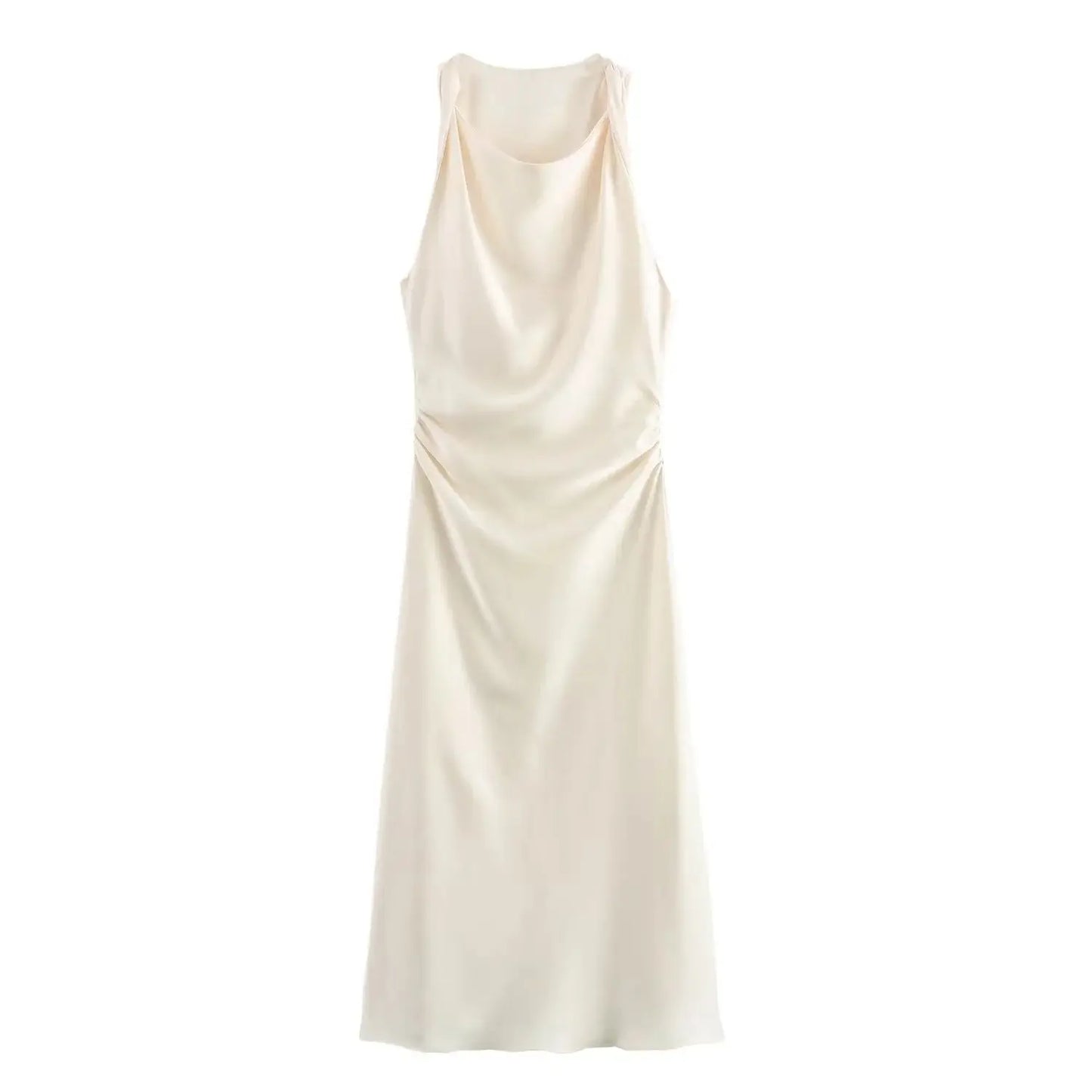 Summer Satin Slip Dress - Women's Elegant Sleeveless Midi for Evening Parties"