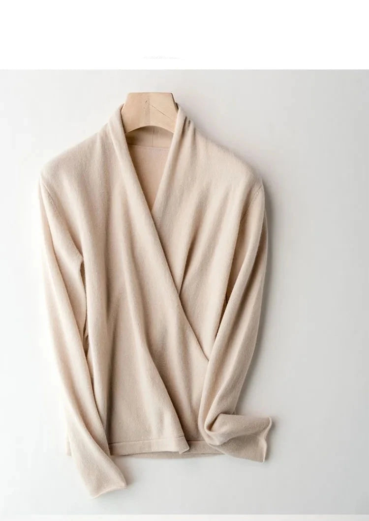 100% Merino Wool V-Neck Kimono Pullover - Women's Fashionable Cashmere Sweater