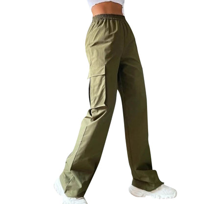 Women's High Waist Cargo Joggers - Baggy Wide Leg Pants