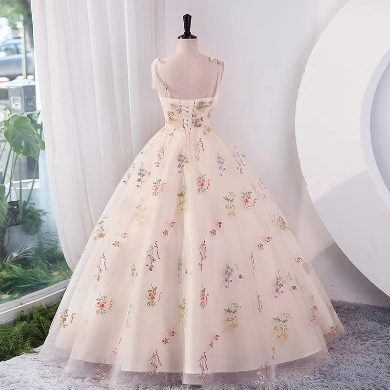 Luxury Floral Embroidery Long Dress - 2024 Summer Prom & Evening Gown