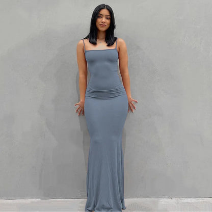 Satin Slip Backless Maxi Dress - 2023 Y2K Bodycon Summer Party Outfit