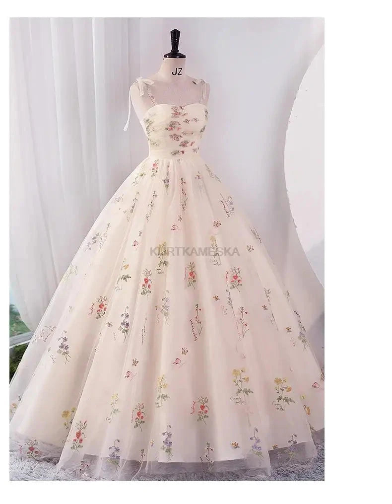 Luxury Floral Embroidery Long Dress - 2024 Summer Prom & Evening Gown