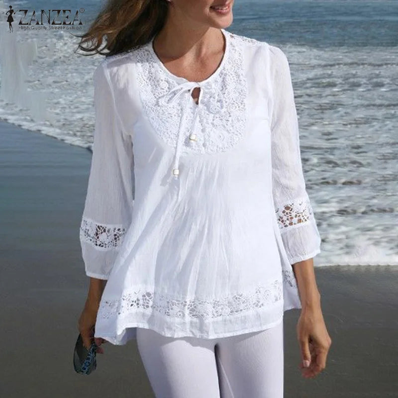 Women’s Lace Crochet Blouse 3/4 Sleeve