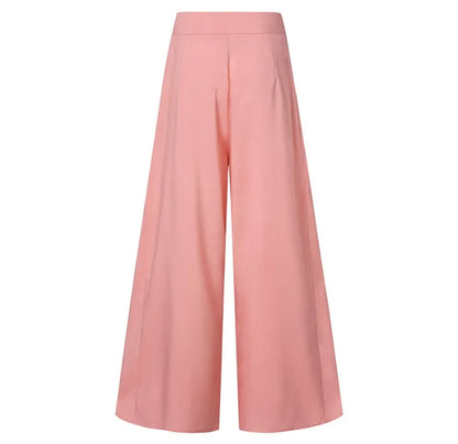 Elegant Women's Pants 2023 Summer Fashion Office OL Solid High Waist Wide Leg Pants Casual Basics Trousers OTTD Streetwear