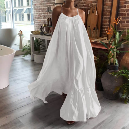 Women's Oversized Maxi Dress - Casual Spaghetti Strap, Loose Backless Summer Dress