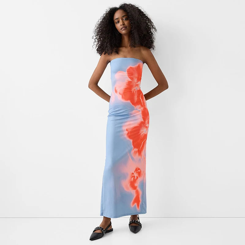 CUTENOVA Sexy Strapless Tube Maxi Dress - Off-Shoulder Backless Sundress for Women, 2024 Y2K Summer Beach Fashion