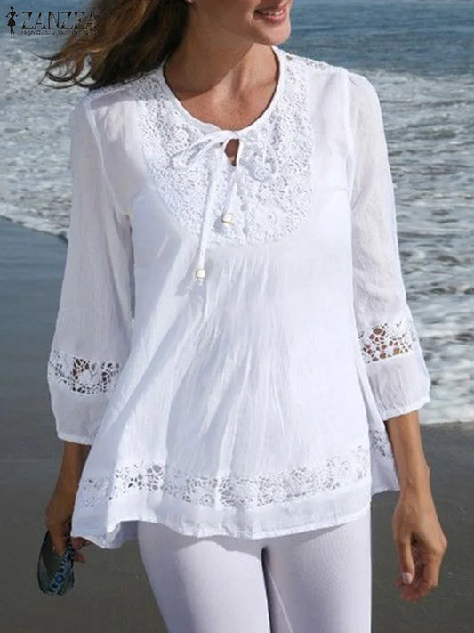 Women’s Lace Crochet Blouse 3/4 Sleeve