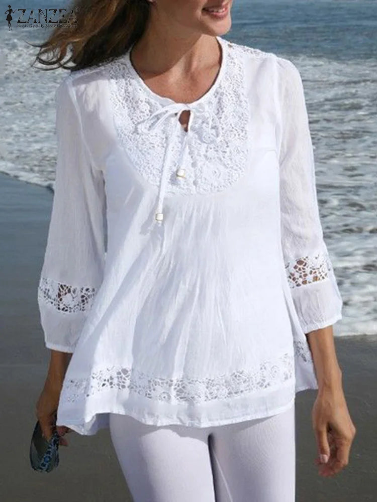 Women’s Lace Crochet Blouse 3/4 Sleeve