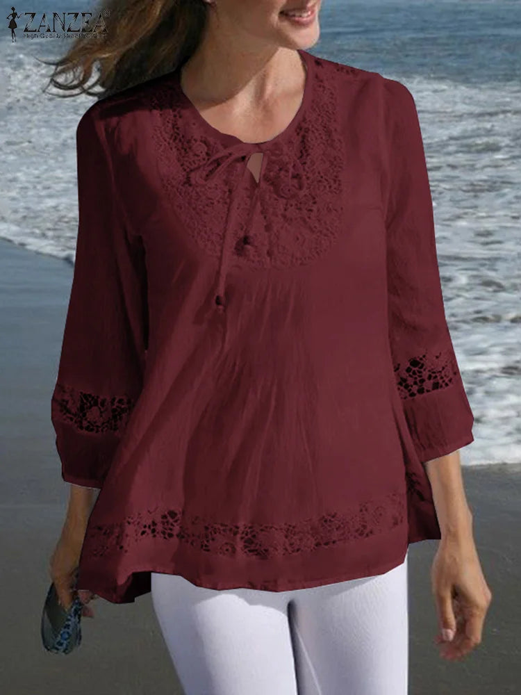 Women’s Lace Crochet Blouse 3/4 Sleeve