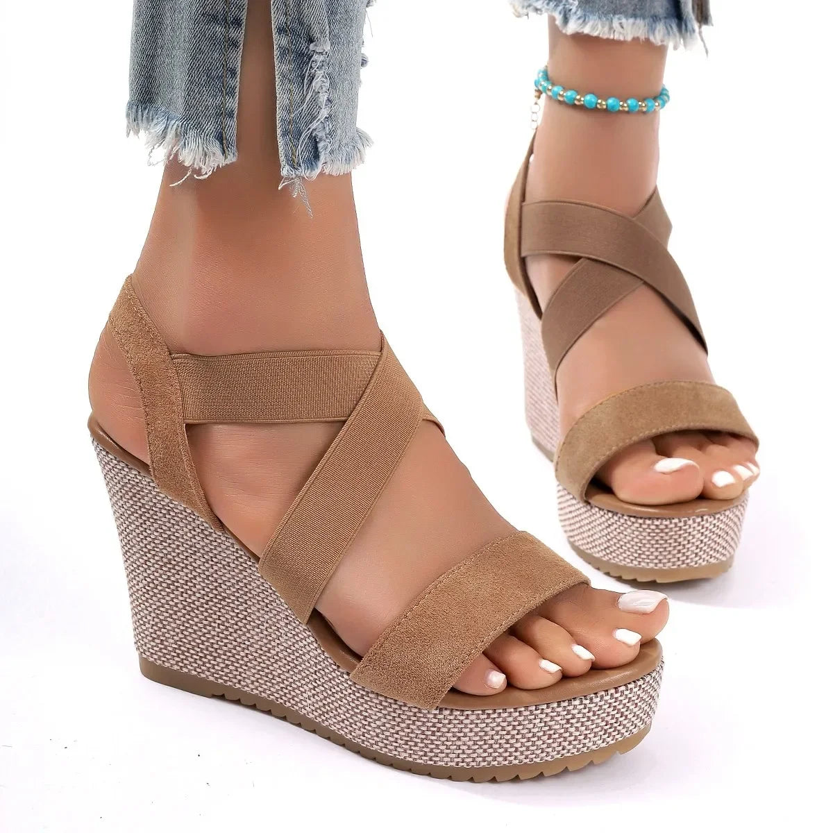 Women Sandals Wedge Waterproof Thick-soled Shoes New Summer Fashion Sandals Roman Platform-soled Sandals Large Size Women Shoes